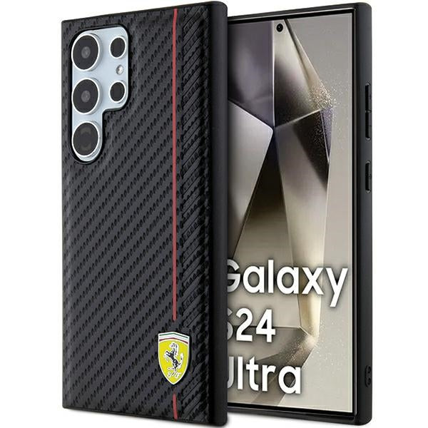 Capa Ferrari Carbon Printed Line para Samsung Galaxy S24 Ultra - preta