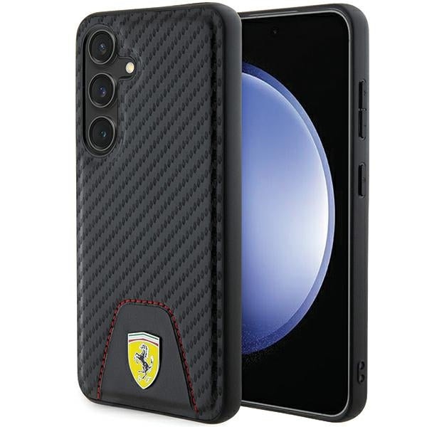 Etui Ferrari Carbon Stitched Bottom para Samsung Galaxy S24 - preto