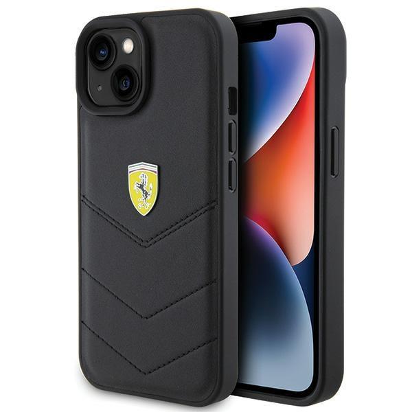 Etui Ferrari Quilted Metal Logo para iPhone 15 - preto