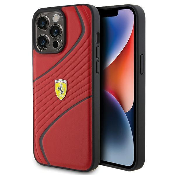 Capa Ferrari Twist Metal Logo para iPhone 15 Pro Max - vermelha