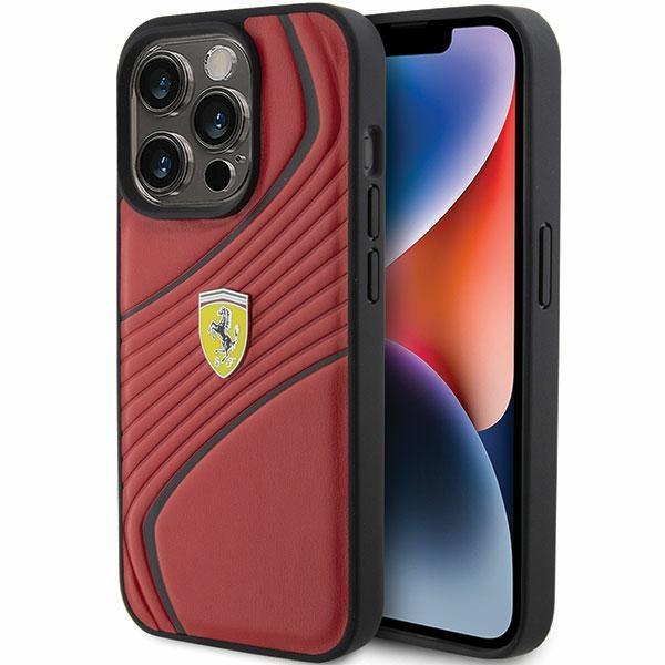 Capa Ferrari Twist Metal Logo para iPhone 15 Pro - vermelha