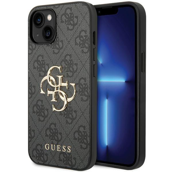 Capa Guess 4G com Logo Metálico Grande para iPhone 15 Plus - cinza