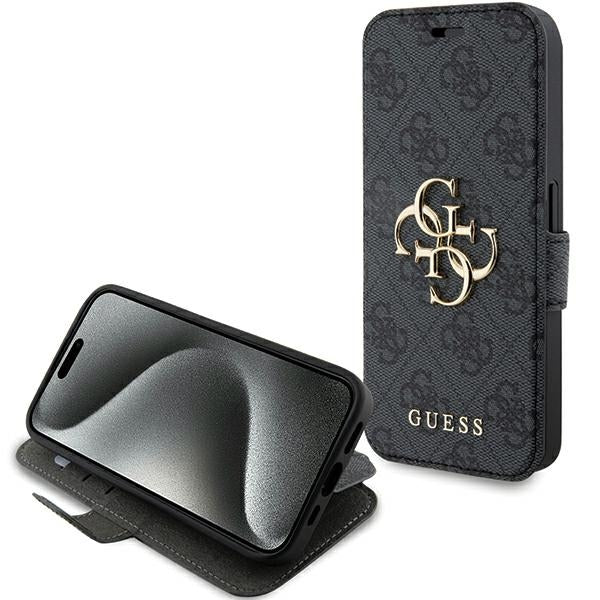 Etui Guess 4G Metal Logo para iPhone 15 Pro Max - cinza
