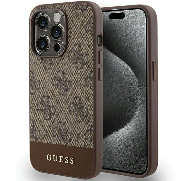 Capa Guess 4G Stripe Collection para iPhone 15 Pro - castanho