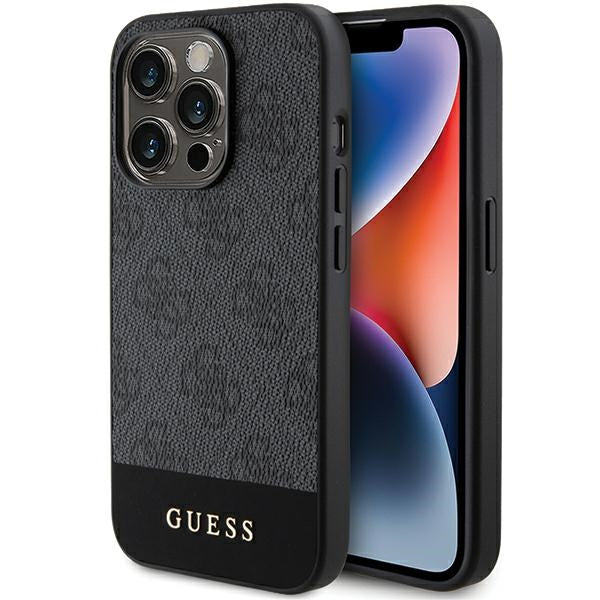 Capa Guess 4G Stripe Collection para iPhone 15 Pro - cinza