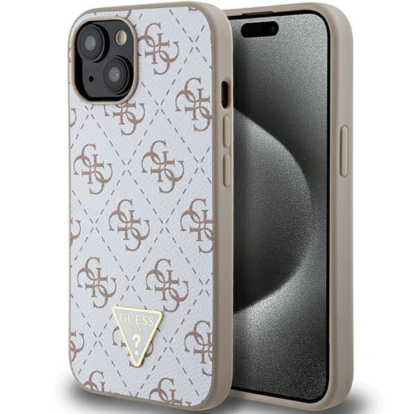 Capa Guess 4G Triangle Metal Logo para iPhone 15 / 14 / 13 - branca