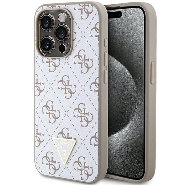Capa Guess 4G Triangle Metal Logo para iPhone 15 Pro - branca