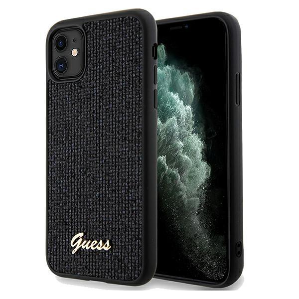 Capa Guess Disco Metal Script para iPhone 11 / Xr - preta