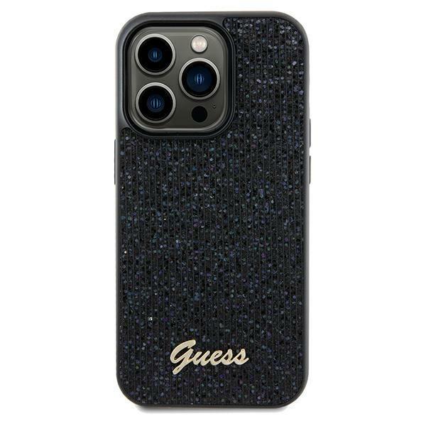 Capa Guess Disco Metal Script para iPhone 12/12 Pro - preta