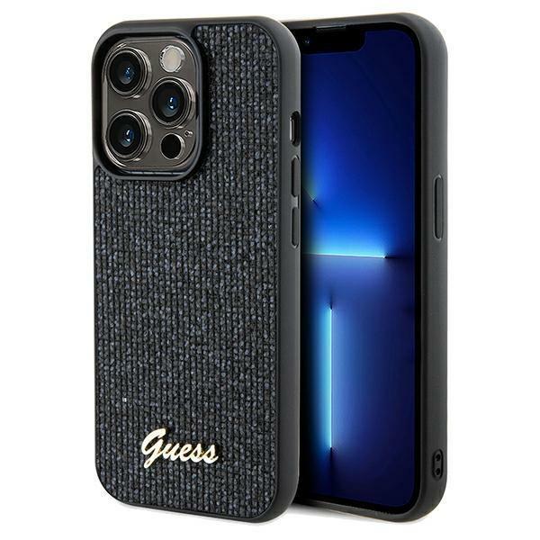 Capa Guess Disco Metal Script para iPhone 13 Pro Max - preta