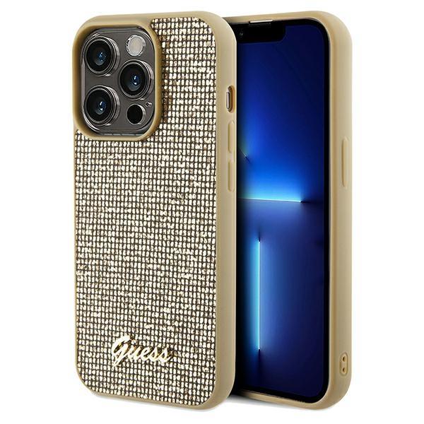 Capa Guess Disco Metal Script para iPhone 14 Pro Max - dourada
