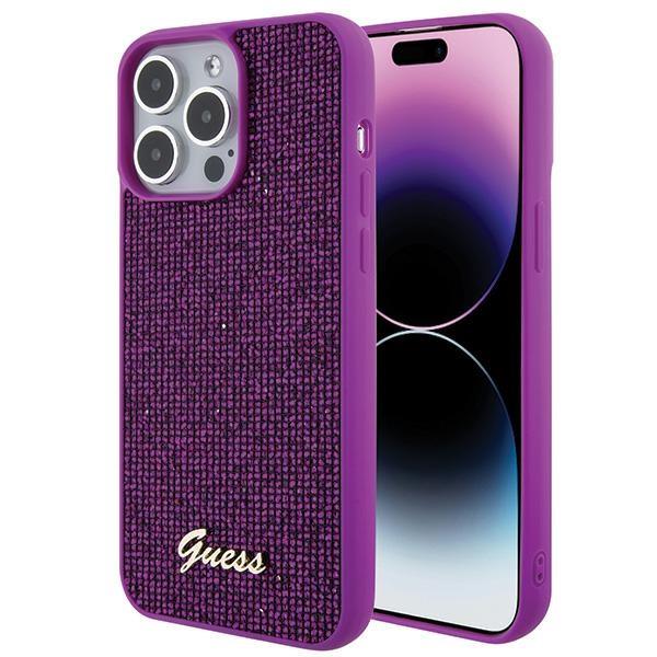 Capa Guess Disco Metal Script para iPhone 15 Pro Max - rosa