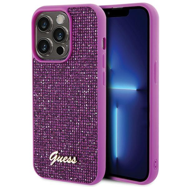 Capa Guess Disco Metal Script para iPhone 15 Pro - rosa