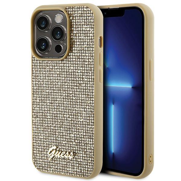 Capa Guess Disco Metal Script para iPhone 15 Pro - dourada
