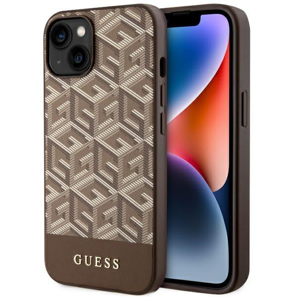 Capa Guess GCube Stripes MagSafe para iPhone 14 - castanho