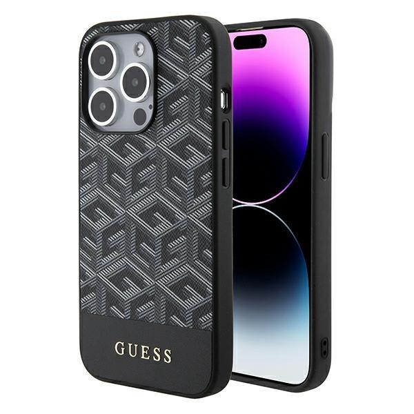 Capa Guess GCube Stripes MagSafe para iPhone 15 Pro - preta