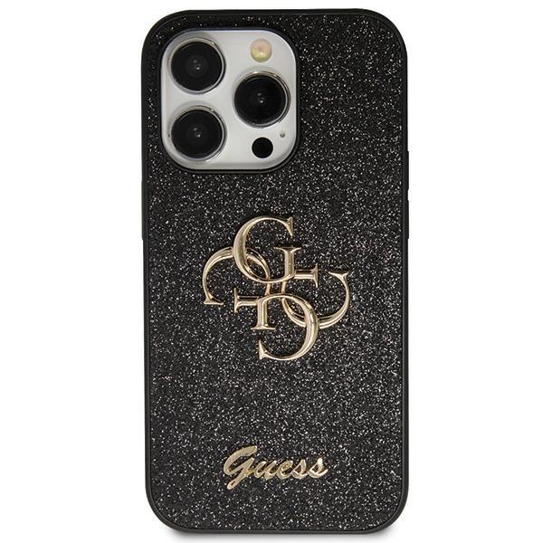 Capa Guess Glitter Script Big 4G para iPhone 13 Pro Max - preta