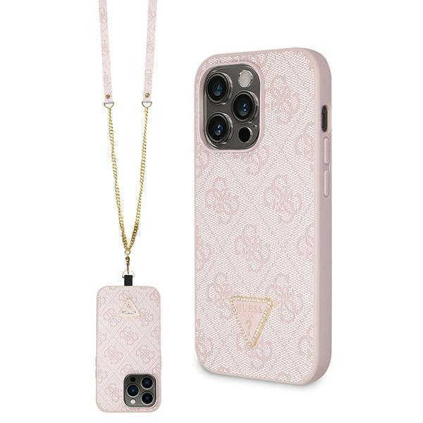 Capa Guess Crossbody 4G com Logo Metálico para iPhone 14 Pro - rosa