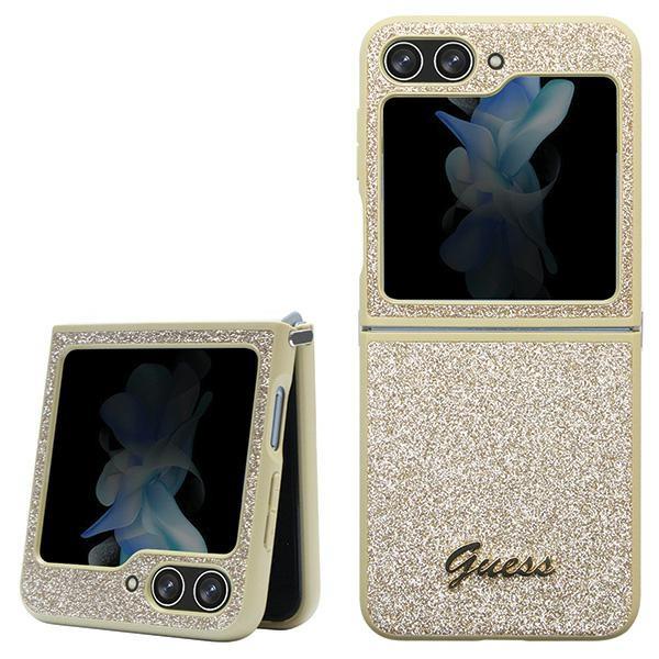 Capa Guess Glitter Script para Samsung Galaxy Z Flip 5 - dourada