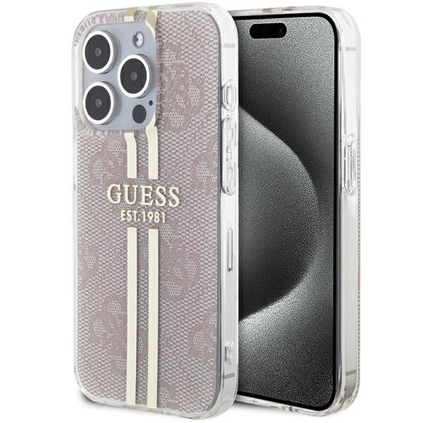 Capa Guess IML 4G Gold Stripe para iPhone 14 Pro Max - rosa