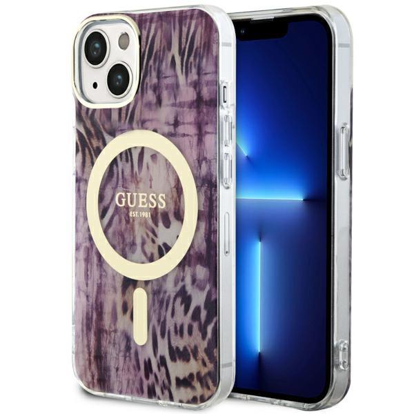 Capa Guess Leopard MagSafe para iPhone 14 - rosa