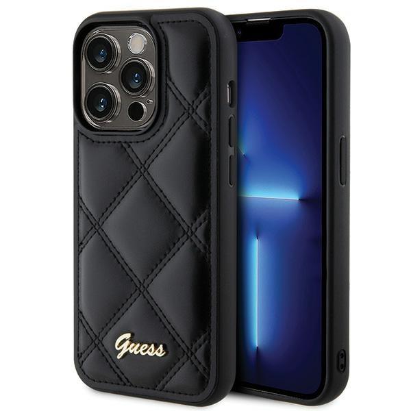 Capa Guess Quilted Metal Logo para iPhone 15 Pro Max - preta