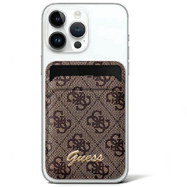 Porta-cartões magnético Guess MagSafe 4G Classic Logo - castanho