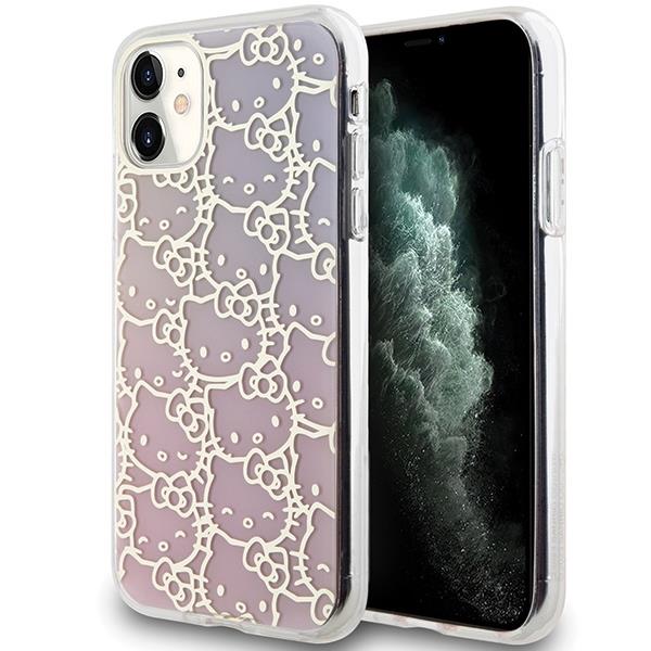 Capa Hello Kitty IML Gradient Electrop Crowded Kitty Head para iPhone 11 / Xr - rosa
