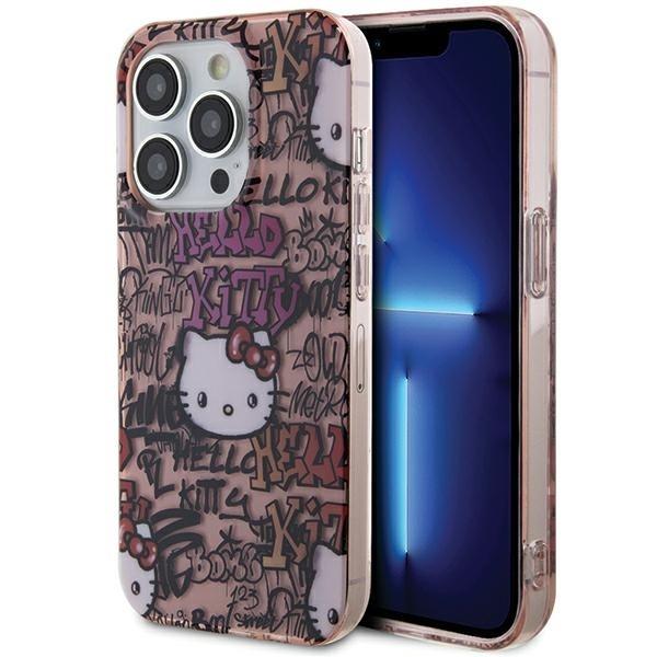 Capa Hello Kitty IML Tags Graffiti para iPhone 13 Pro Max - rosa