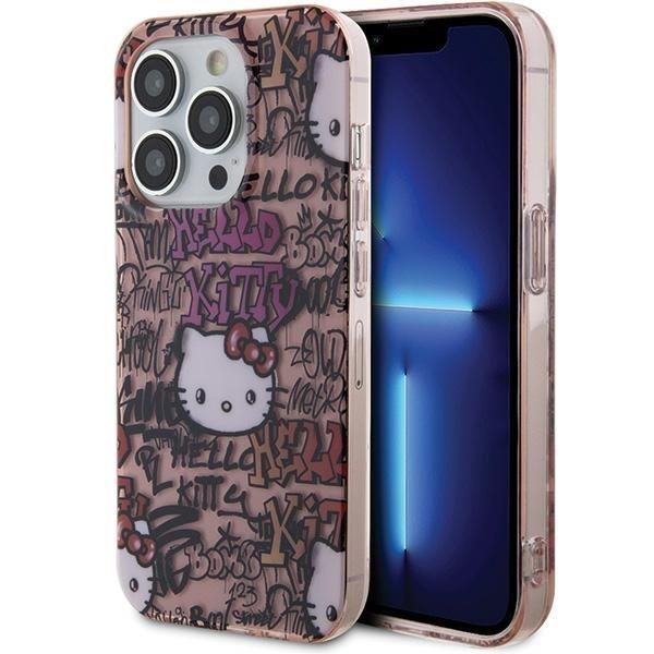Capa Hello Kitty IML Tags Graffiti para iPhone 14 Pro - rosa