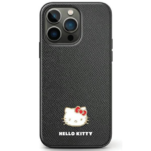 Capa Hello Kitty com Logo Metálico em Forma de Cabeça da Kitty para Samsung Galaxy Z Flip 5 - preta