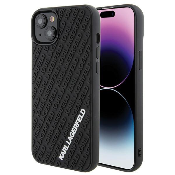 Capa Karl Lagerfeld 3D Rubber Multi Logo para iPhone 15 Plus - preta