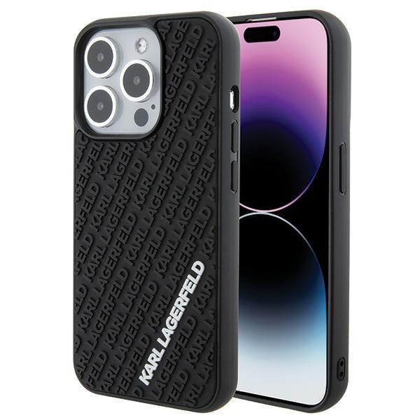 Capa Karl Lagerfeld 3D Rubber Multi Logo para iPhone 15 Pro - preta