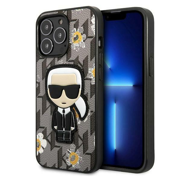 Capa Karl Lagerfeld Flower Ikonik Karl para iPhone 13 Pro / iPhone 13 - cinza