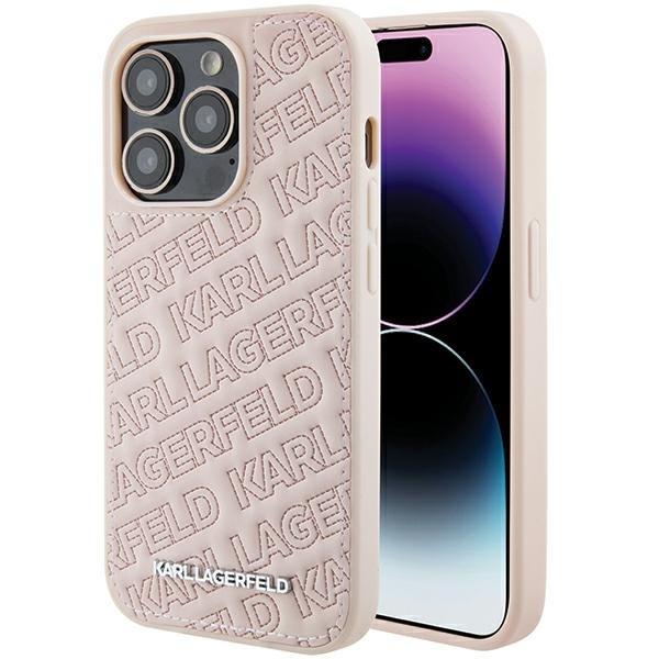 Capa Karl Lagerfeld Quilted K Pattern para iPhone 15 Pro Max - rosa