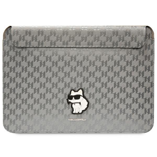 Capa Karl Lagerfeld Saffiano Monogram Choupette para laptop de 14" - prateada