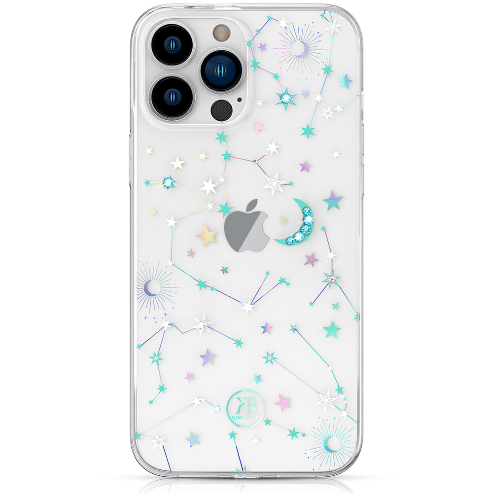 Kingxbar Lucky Series capa para iPhone 13 Pro Max decorada com cristais transparentes (Zodíaco)