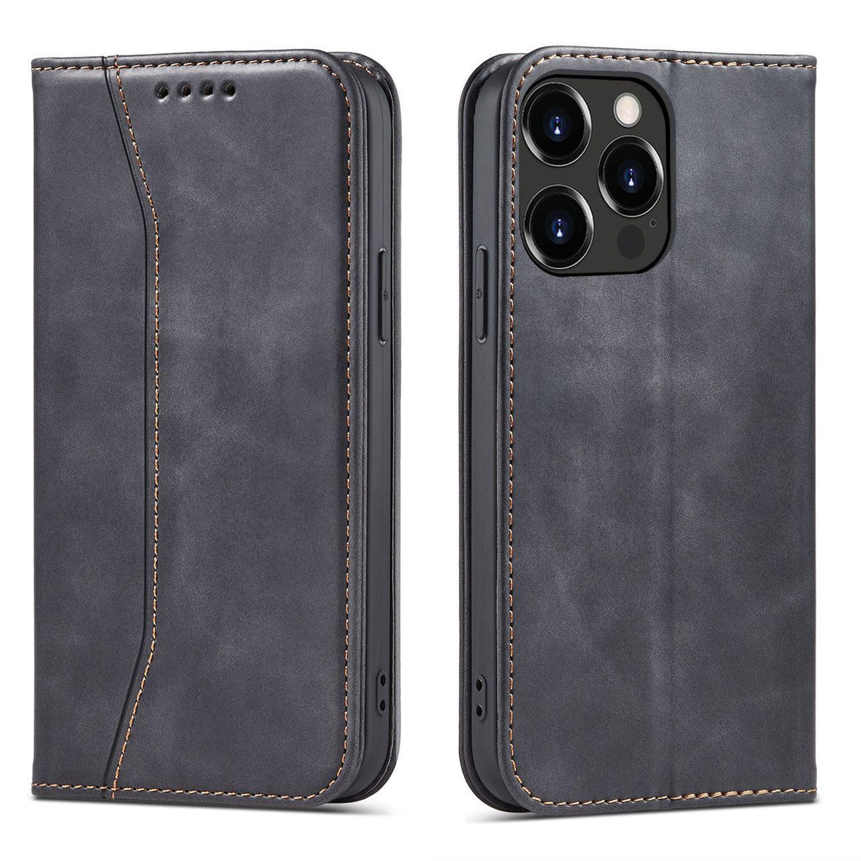Capa Magnética Fancy Case para iPhone 14 Pro Max com aba, carteira e suporte na cor preta.