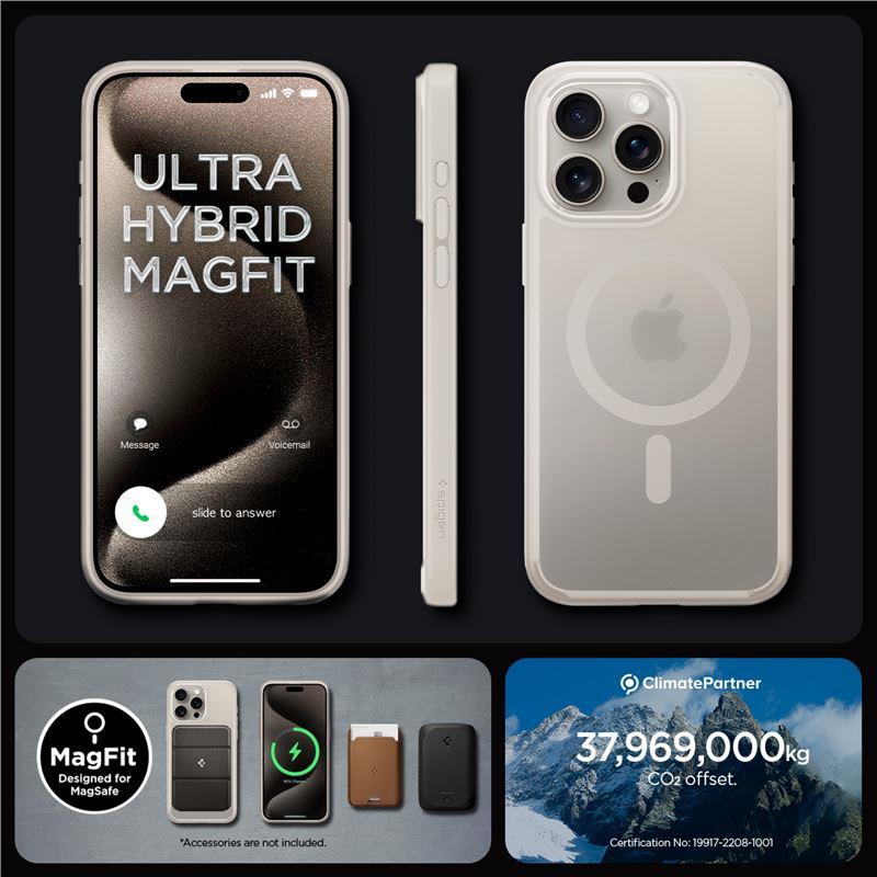 Capa Spigen Ultra Hybrid Mag com MagSafe para iPhone 15 Pro - titânio natural fosco