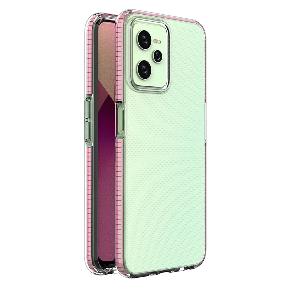 Capa Spring Case para Realme C35, capa de silicone com moldura em rosa claro.