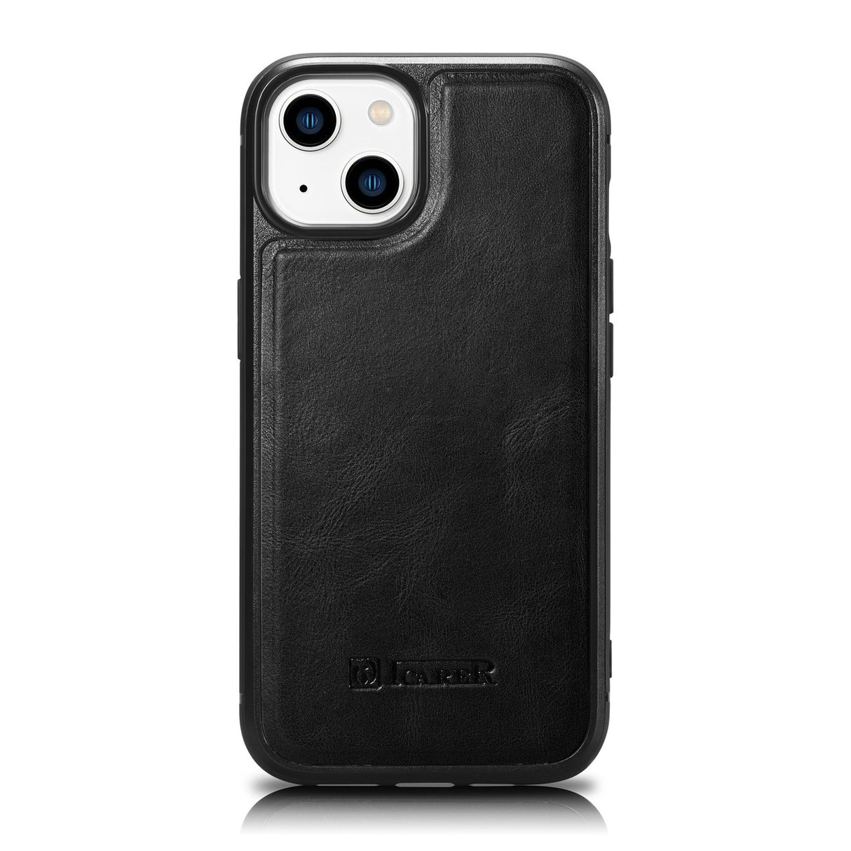 Estojo iCarer de Couro com Cera de Óleo coberto com pele natural para iPhone 14 Plus preto (WMI14220719-BK)