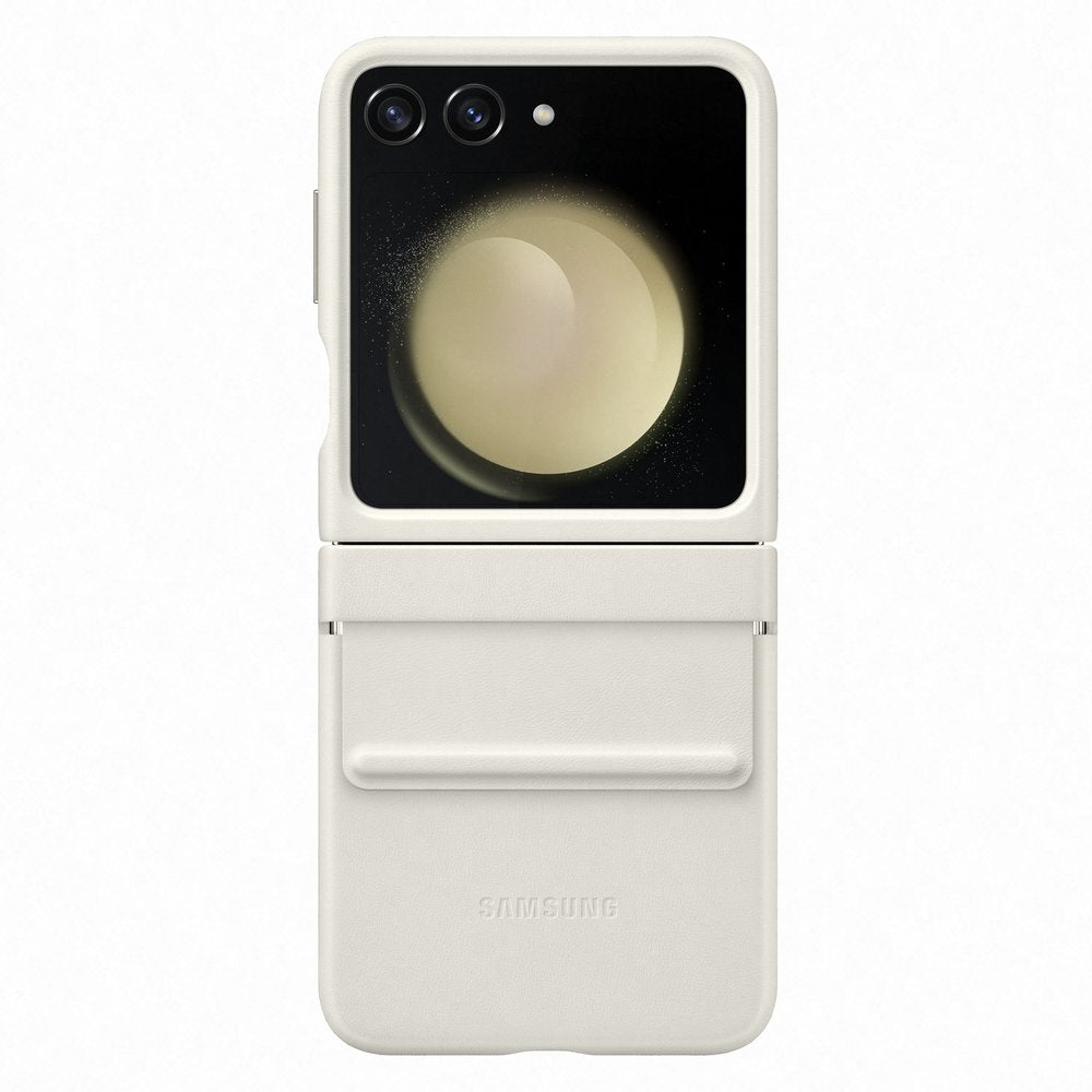 Estojo de couro ecológico para Samsung Galaxy Z Flip 5 - cor creme