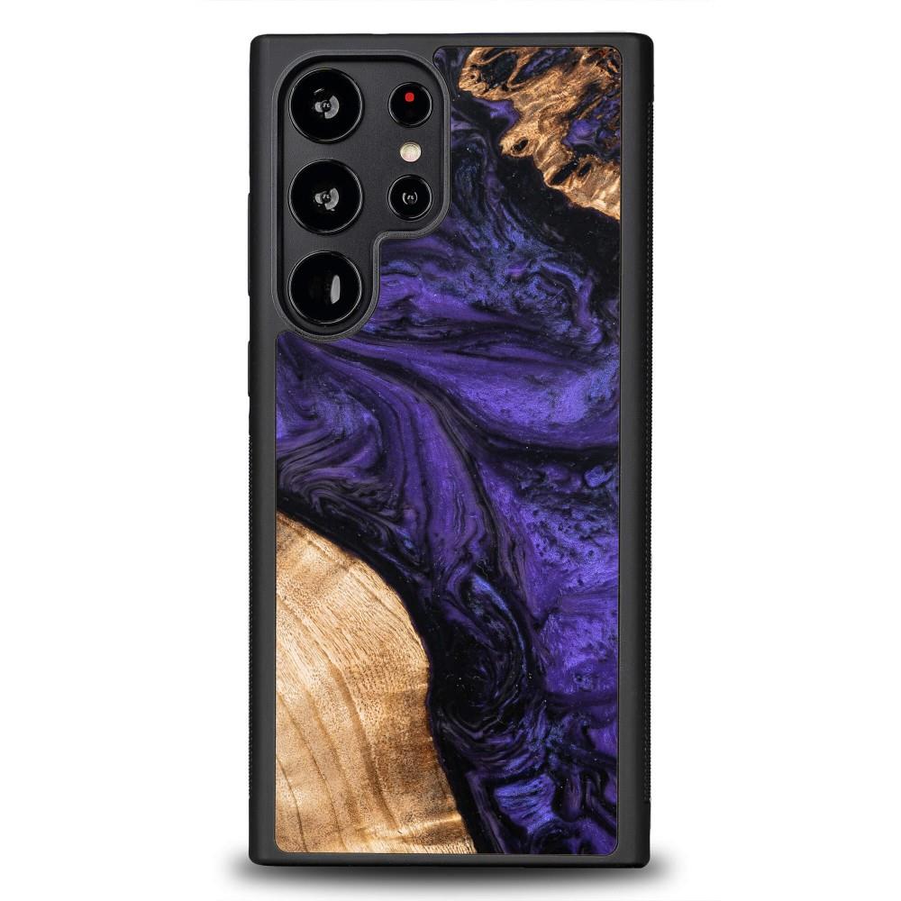 Estojo de madeira e resina para Samsung Galaxy S23 Ultra Bewood Unique Violet - roxo e preto