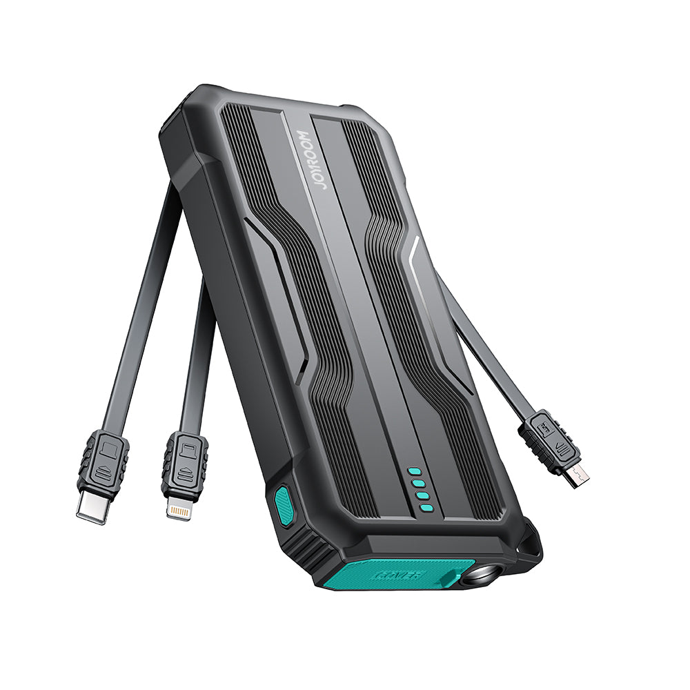 Powerbank 10000mAh Joyroom JR-L016 com cabos integrados USB-C/micro USB/Lightning - preto