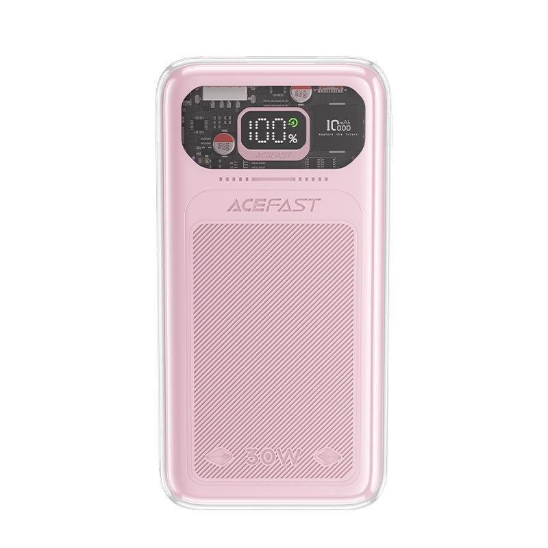 Banco de energia Acefast 10000mAh Série Sparkling carregamento rápido 30W rosa (M1)