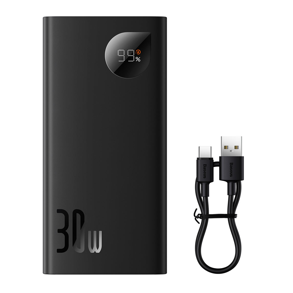 Baseus Adaman2 powerbank com display digital 10000mAh 30W 2 x USB / 1x USB Tipo C Edição Internacional PD QC SCP preto (PPAD040101)