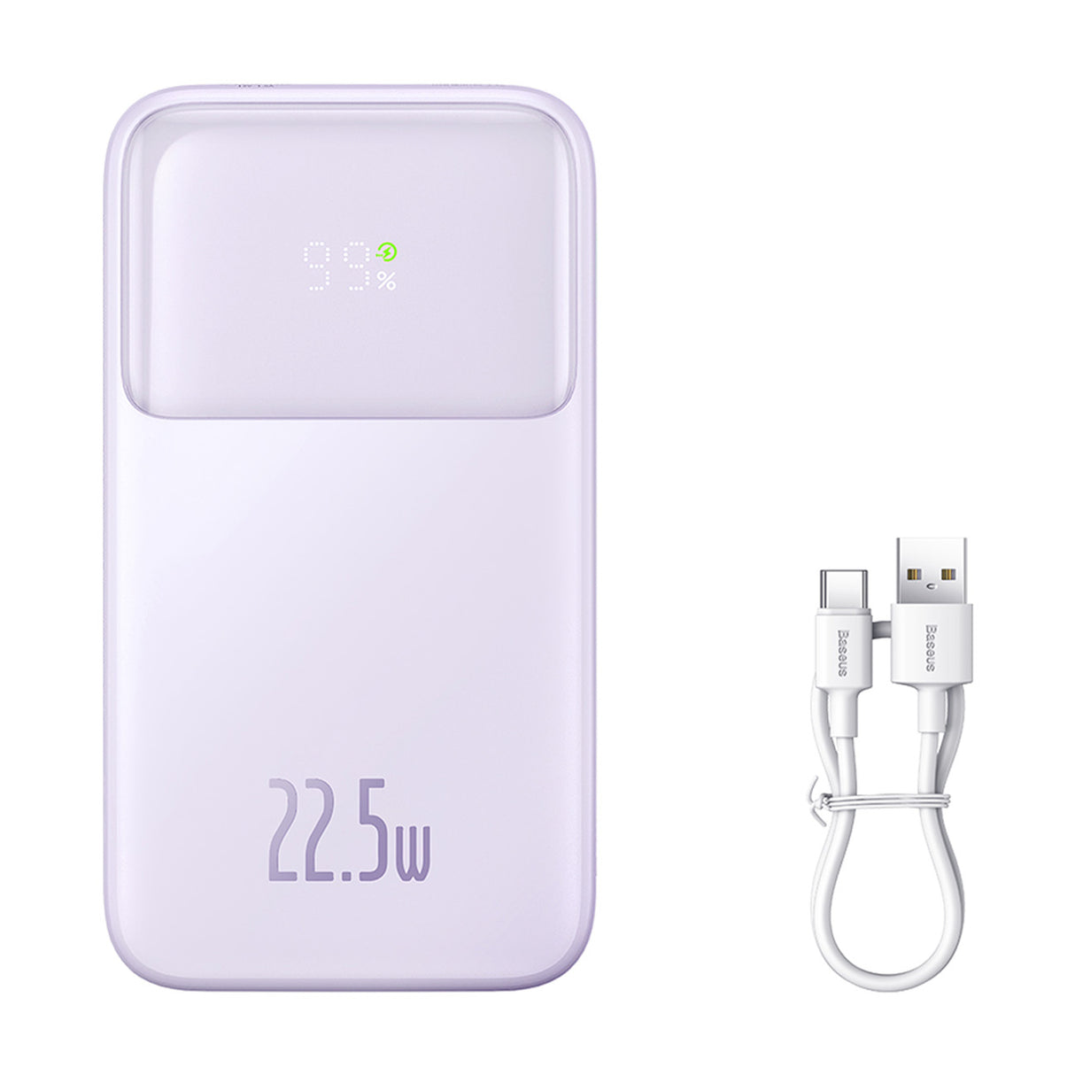 Powerbank Baseus Comet Series com display de 10000mAh 22.5W - roxo + cabo USB-A / USB-C