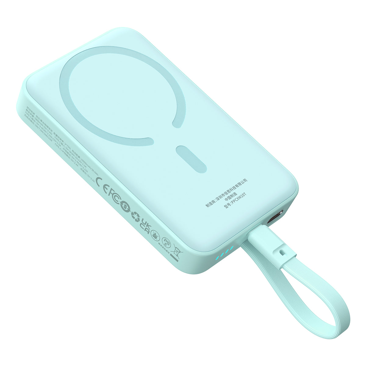 Powerbank Baseus Magnético Mini MagSafe 10000mAh 30W com cabo USB-C embutido - azul + cabo Baseus Série Simples USB-C para USB-C 60W 0.3m