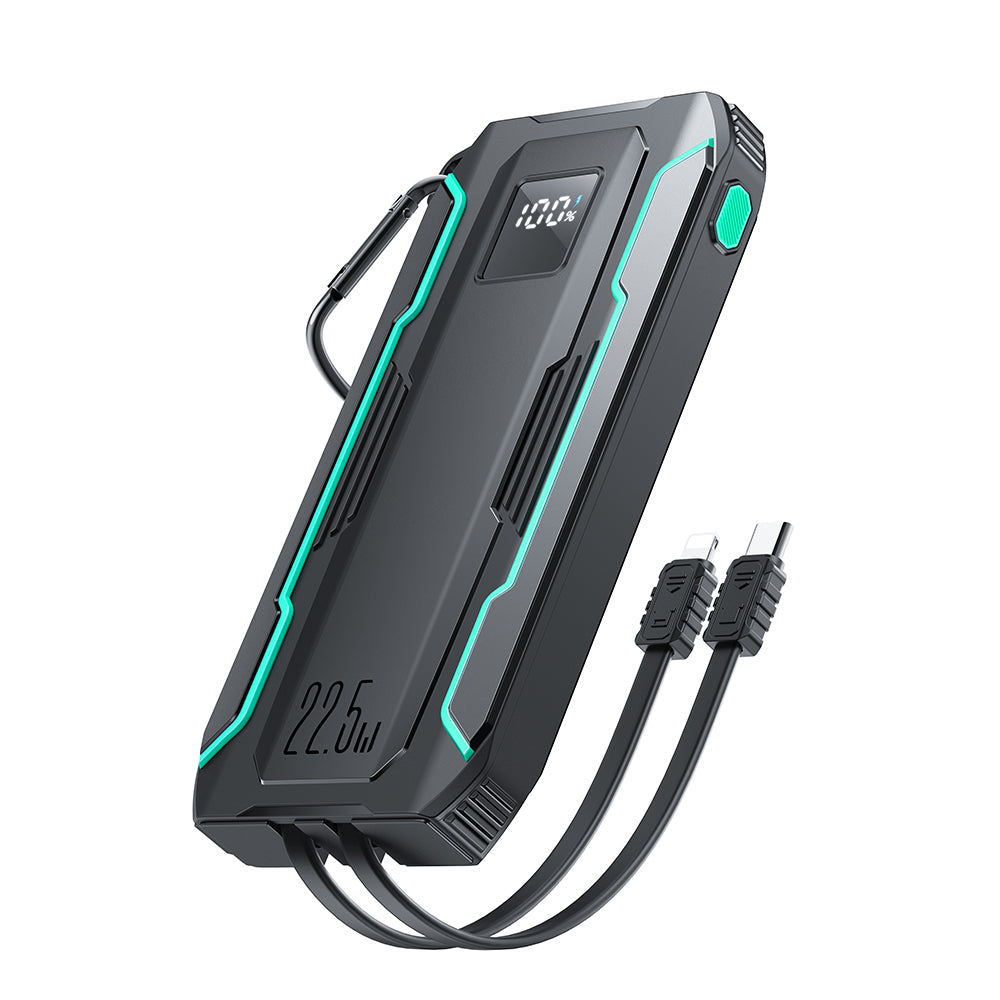 Powerbank Joyroom JR-L017 22.5W 10000mAh com cabos integrados USB-C / Lightning - preto