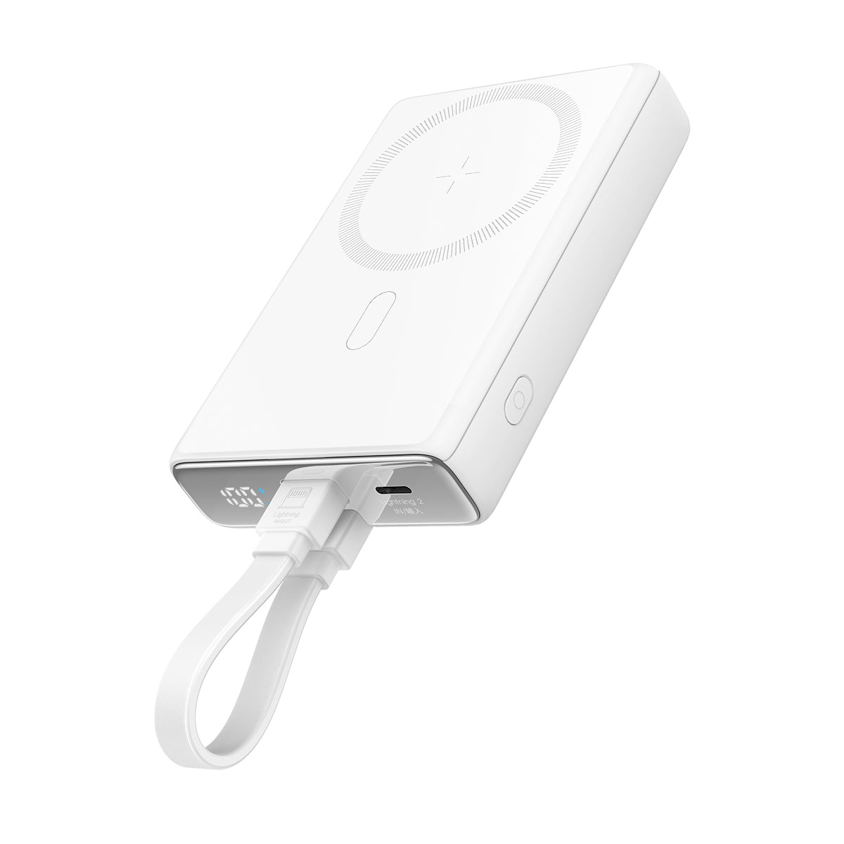 Powerbank Joyroom JR-PBM01 magnético 10000mAh 20W com suporte + cabo Lightning - USB-C - branco